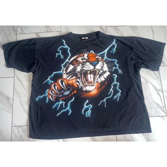 American Thunder Other - Vintage American Thunder Tiger Lightning Animal T-Shirt Men's XXL 90s Tee 2XL